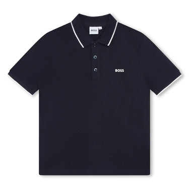 Playera Polo para niños y adolescentes negra Boss